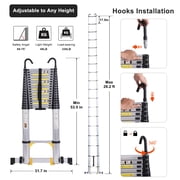 Boweiti Silver 26.5, Aluminum, Straight RV Ladder Telescoping