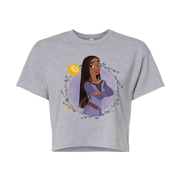Disney Wish - Asha And Star - Juniors Cropped Cotton Blend T-Shirt