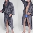 thumbnail image 4 of Men'S Flannel Dressing Gown Soft Unisex Men'S Women'S Bathrobe Dressing Gown With Hood And Belt, 4 of 5