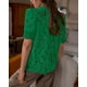 thumbnail image 2 of Blusa PRETTYGARDEN de encaje de manga corta para mujer, color verde oscuro, 2 of 6