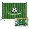 thumbnail image 1 of Juego de vajilla desechable para fiesta de cumpleaños con temática de fútbol blanco, decoraciones de globos para Baby Shower, suministros para fiesta de fútbol para niños, 1 of 4
