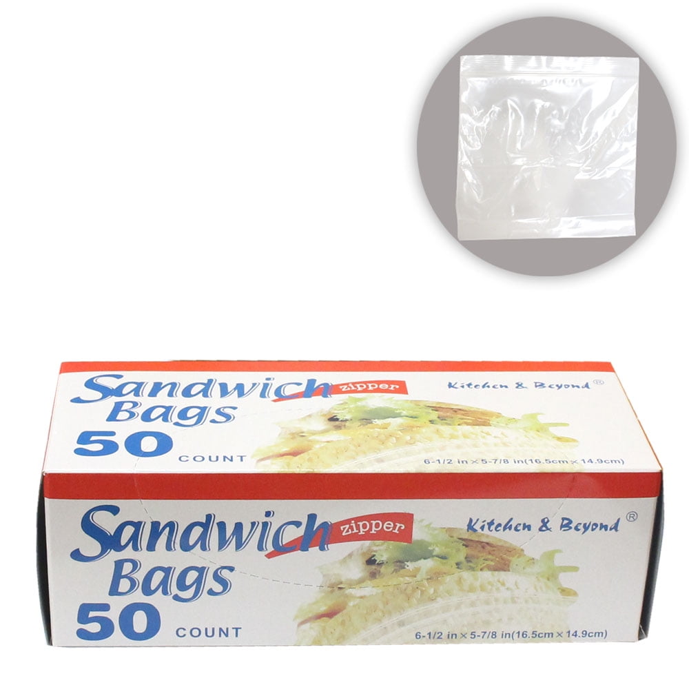 50 Count Box Of Clear Plastic Zipper Top Sandwich Bags