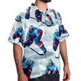 thumbnail image 2 of Ice Hockey Men's Short Sleeve Casual Printed Button Down Beach Shirt - Summer Hawaiian Top, 2 of 6