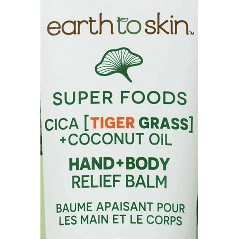 Earth to Skin Hand and Body Lotion, Body Relief Balm, Cica Tiger Grass,  Coconut Oil, 8 oz