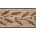 thumbnail image 1 of Feuilles Vertes Abstraites sur la Vigne Bleue Design Rétro Moderne de Bordure de Papier Peint, Rouleau 15' x 4.5'', 1 of 3