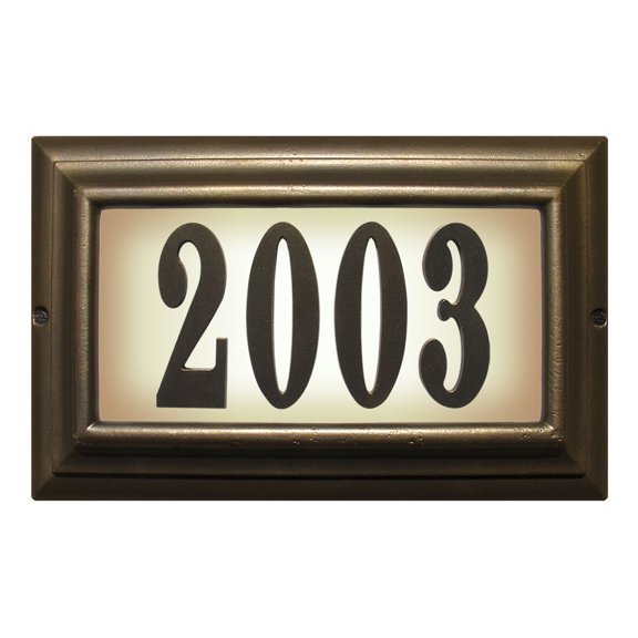 Edgewood Large Lighted Address Plaque in French Bronze Frame Color