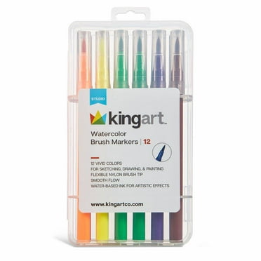 KINGART Studio, Watercolor Brush Markers, 12 Colors
