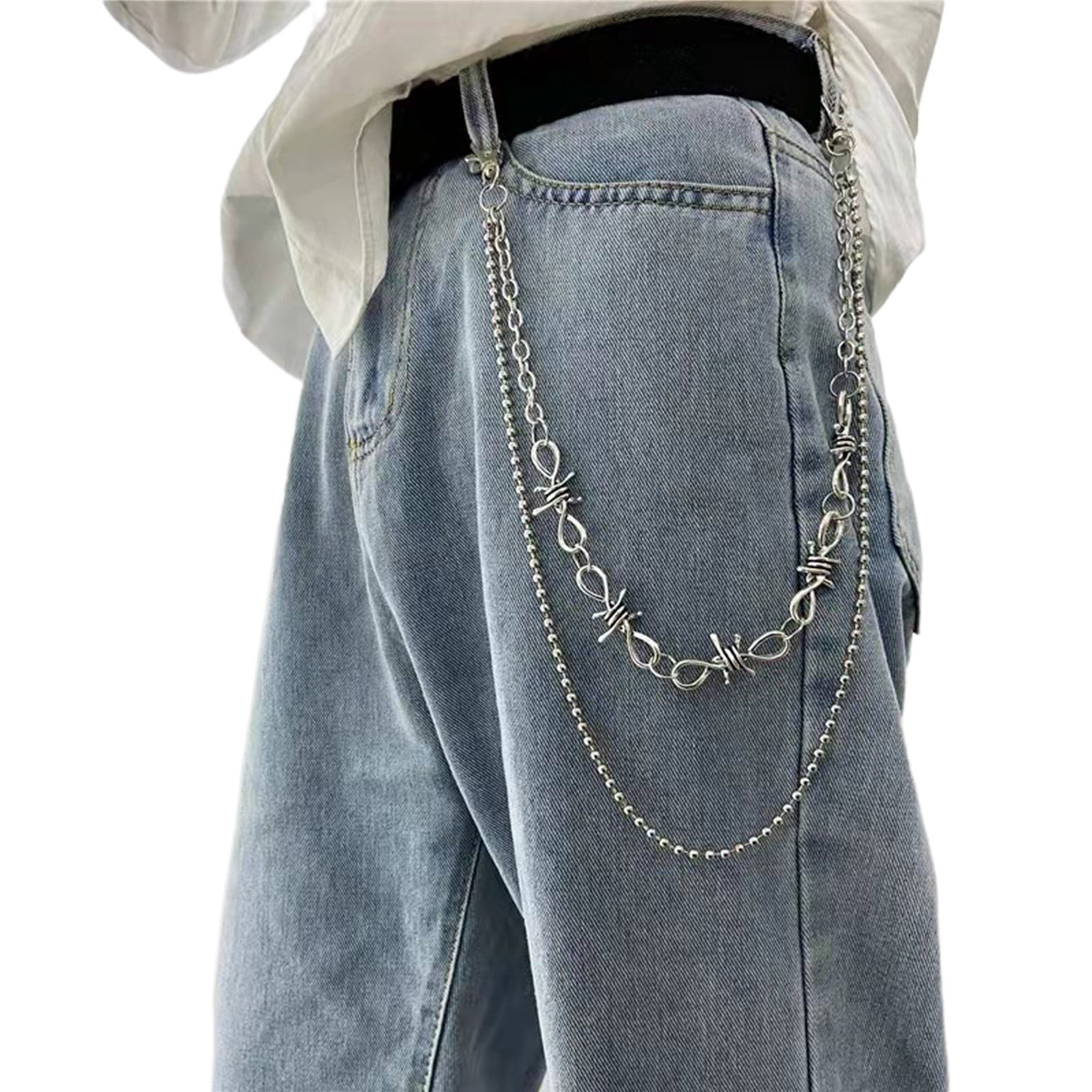  Punk Pants Jean Chain for Women Teen Girls Belt Chains for Jeans  Silver Pants Chain 2 Layer Chains for Pants Pocket Wallet Chains for Men :  Clothing, Shoes & Jewelry