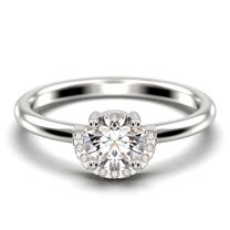 Fairy Minimalist 1.25 Carat Round Cut Diamond Moissanite Engagement Ring Wedding Ring in 10k Solid White Gold Shank, Gift For Her, Promise Ring, Anniversary Ring