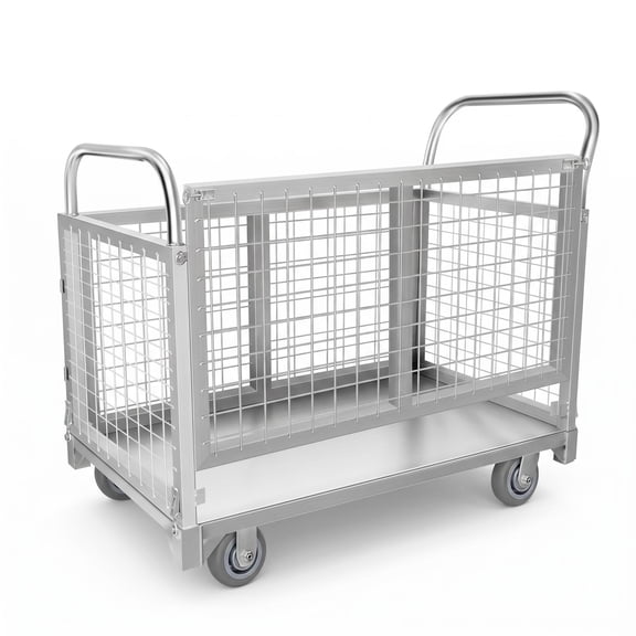 2200 Lbs Platform Truck, Flat Bed Carts with Wheels for Household Items Wooden Boards and Luggage, 4-in-1 Heavy Duty Cart with 4 Guardrails and 4 Casters