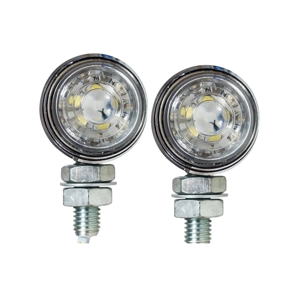 (W) Chrome White Amber Dual LED High Output Running Light Turn Signal Fog Offroad Street Harley Touring Cruiser