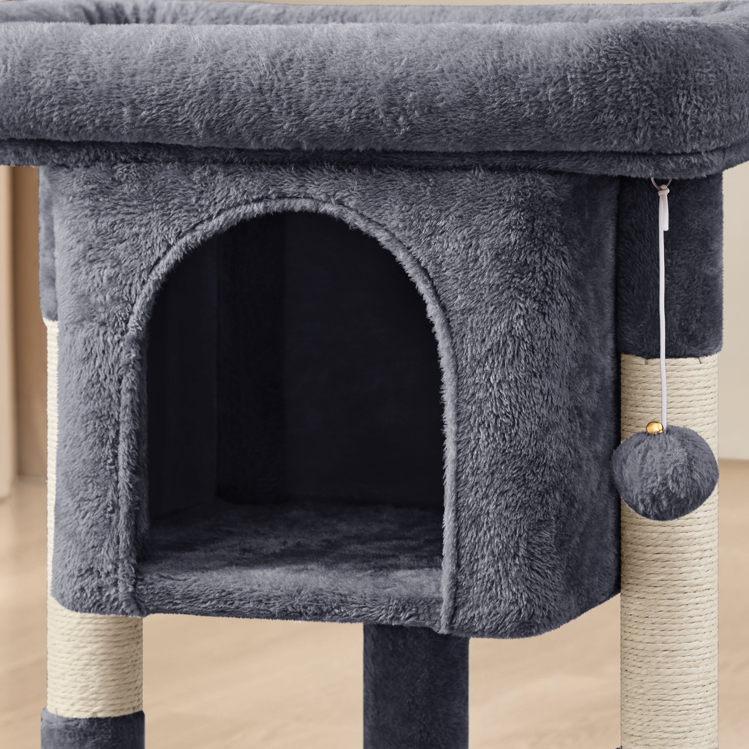 Yaheetech 23.5″ H Spacious Cat Tree with Large Top Perch, Condo & Scratching Posts, Dark Gray