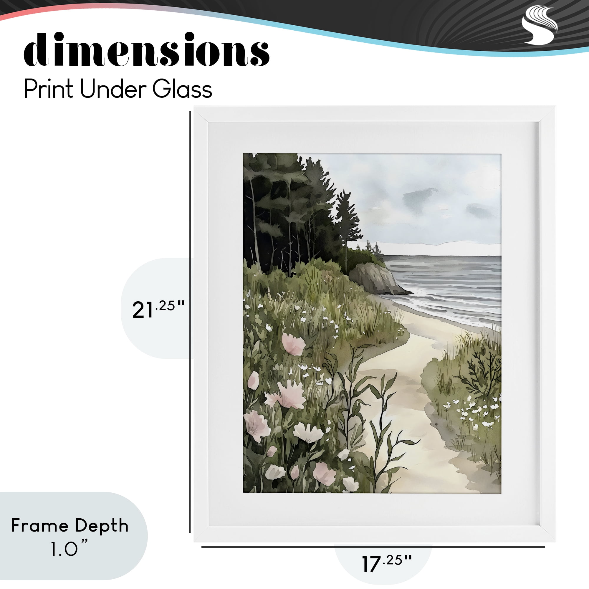 Stupell Industries Coastal Calm Floral Pathway White Framed Print Under Glass, design by Riley B
