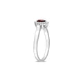 thumbnail image 3 of 1/4 Carat (Ctw) Garnet Drop Ring in Sterling Silver with Halo Diamonds for Women, 3 of 5