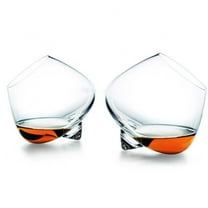 2PCS Rocking Whiskey Glass, Slanted Rotating Stemless Tumblers,Personalized Cocktail Cups,Wine Glass Crystal Burgundy Brandy Glass,Cognac Glass