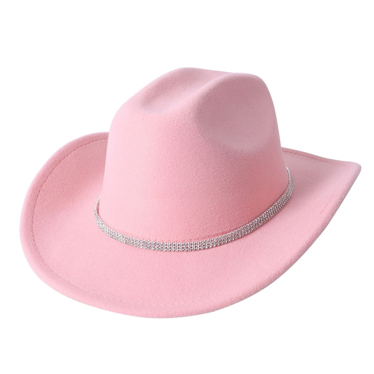 Classic Felt Wide Brim Cowboy Hat with Rhinestone Band Unisex YUDTA Women Sparkly Rhinestone Cowgirl Hat - Unisex Wide  main image 2