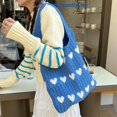 thumbnail image 2 of LHSHIDU Crochet Tote Bag Cute Aesthetic Bag Hearts Pattern Knitted Shoulder Bag Hollow Beach Bag for Women, 2 of 6