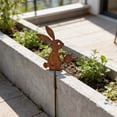 thumbnail image 5 of Rusted Metal Bunny Garden Stakes with Flower, Watering Can, and Reaching Silhouettes for Outdoor Patio Planter and Garden Decor, 5 of 7