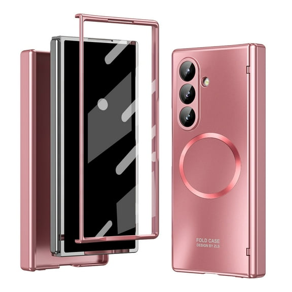 Decase for Samsung Galaxy Z Fold 6 Case,All-Inclusive Slim Thin Plating PC Phone Case,Built in Front Screen Protector & Hinge Protection Cover,Scratch-Resistant Protective Cover for Z Fold 6,Rosegold
