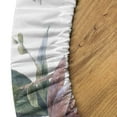 thumbnail image 5 of Ambesonne Flowers Fitted Round Tablecloth, Innocent Leaves Exotic Art, 45"- 56" Diameter, Almond Lilac and Grey Teal, 5 of 5
