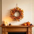 thumbnail image 2 of AYktou Fall Wreath Autumn Wreath for Front Door with Small Pumpkins and Oak Leaves, 12 Inch Farmhouse Artificial Thanksgiving Wreath for Autumn Harvest Halloween Outdoor Indoor Wall Window Decor, 2 of 6