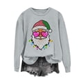 thumbnail image 6 of Holiday Graphic Tops for Women Funny Family Christmas Santa elk Print Pullover Crewneck Long Sleeve Shirts Lightweight Matching Sweatshirts, 6 of 6