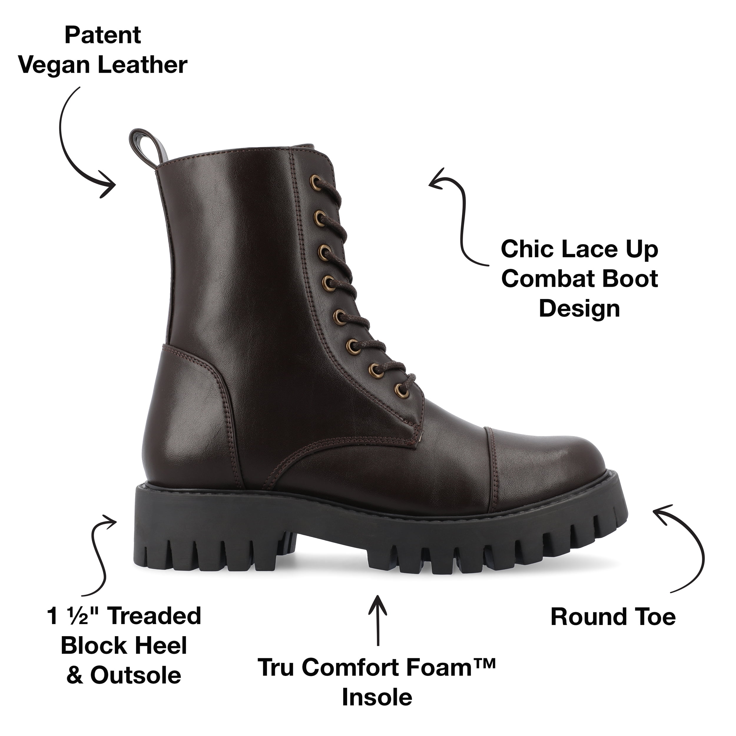 Journee Womens Aaley Combat Inside Zip Booties, Widths Available