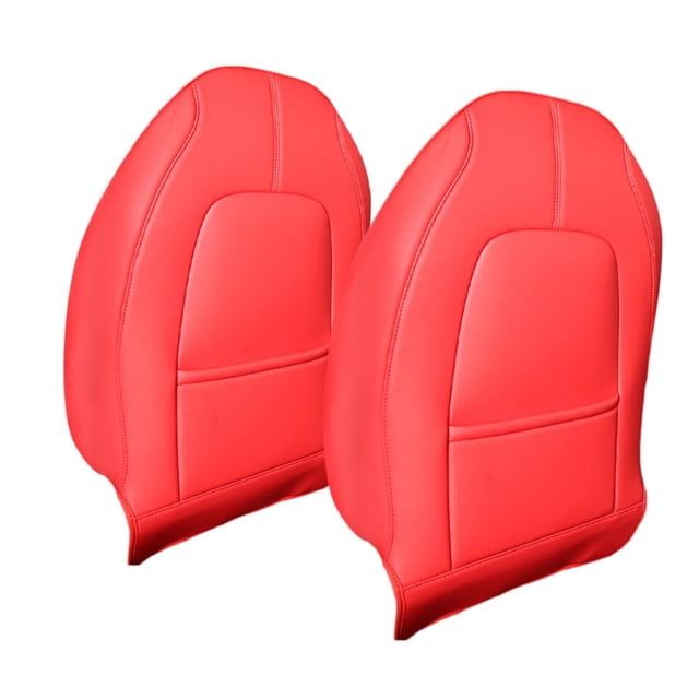1 par de protectores de patadas traseras de asiento de tamaño completo para Model Y Rojo Zulema Almohadilla antigolpes