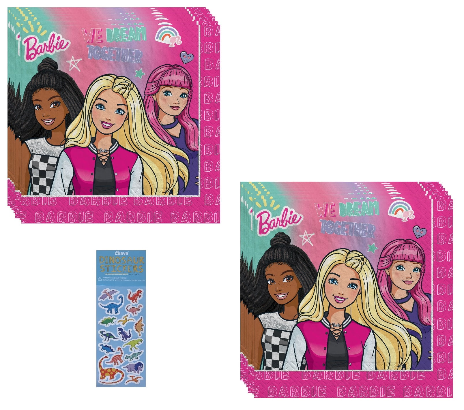 Barbie Birthday Party Supplies Bundle Includes 32 Lunch Paper Napkins ...