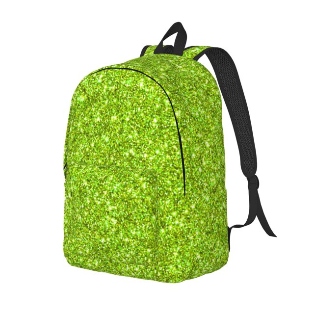 Disketp Lime green glitter Mochila de Lona Estampada, Mochila Escolar de Viaje Ligera para Estudiantes y Portátil-Medium