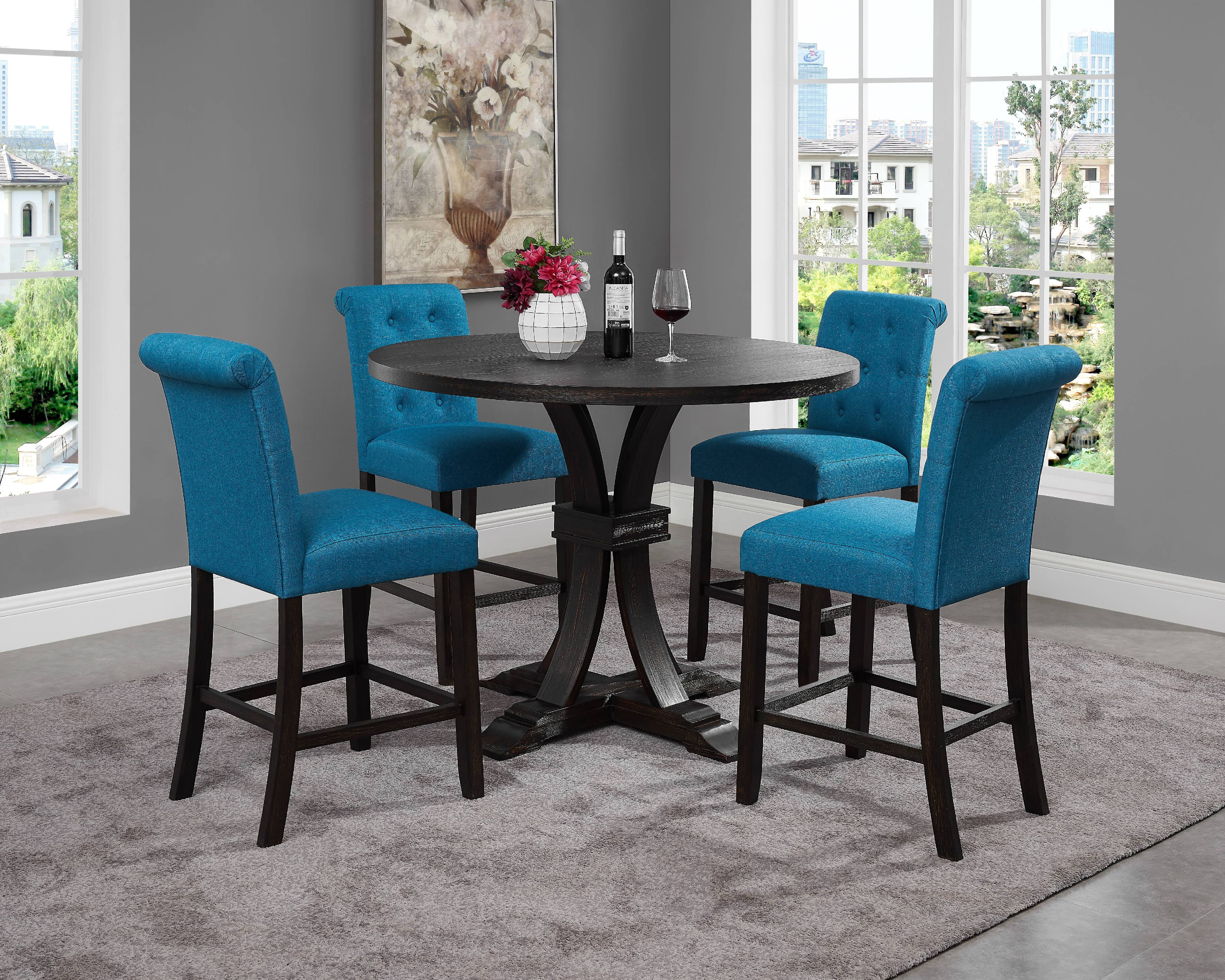 Siena Distressed Black Finish 5-Piece Counter Height Dining set