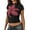 Black, variant on Musuos Women Summer T-shirt, Crew Neck Short Sleeve Flower Print Slim Fit Crop Tops for Casual Daily