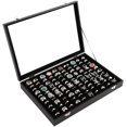 thumbnail image 1 of 100 Slots Ring Case Organizer Display Box,Rings Holder Storage Boxes for Jewelry Showcase with Glass Lid (Black Velvet), 1 of 7