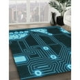 thumbnail image 2 of Ahgly Company Indoor Round Patterned Dark Turquoise Green Area Rugs, 5' Round, 2 of 6