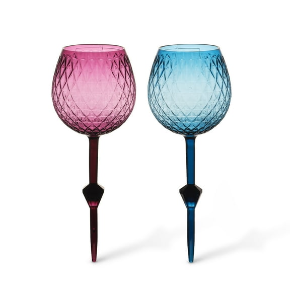 Thyme & Table 2-Pack 20 oz Plastic Beach Wine Glasses, Purple and Blue