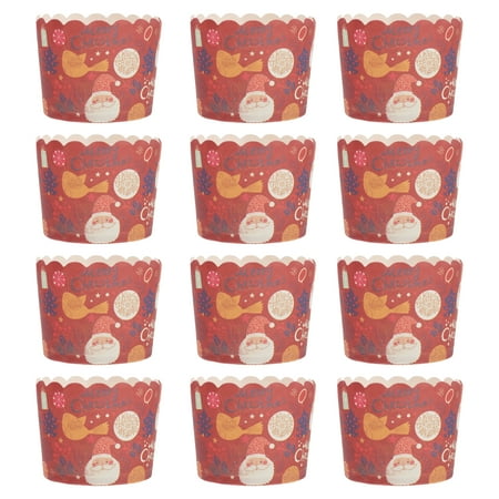 

100Pcs Christmas Patterns Muffin Cake Baking Cup Oilproof Cake Liners (Red)