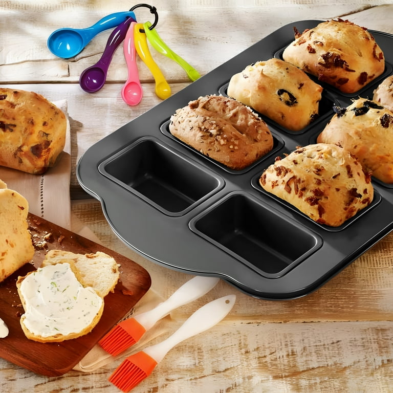 Fabulas Mini Loaf Pan, Pack 8-Cavity Non-Stick Baking Bread and