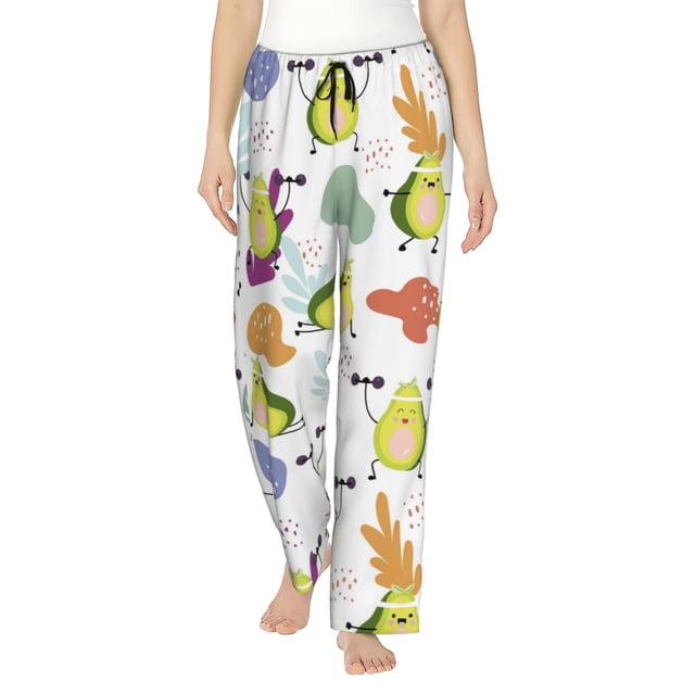 Balery Orange Green Avocado Pantalones de pijama para mujer, pijamas ultraligeros, pantalones de estar por casa-Small