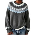 thumbnail image 2 of Sweater for Women Fair Isle Sweater Crew Neck Long Sleeve Loose Fit Casual Pullover Top, 2 of 5