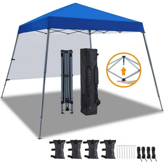 Yaheetech 10x10ft Outdoor Pop-up Canopy with Sun Shade Wall Backpack Bag, Blue