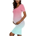 thumbnail image 6 of Delliss Pleated Bodycon Maternity Dress For Women Crew Neck T-Shirt Trendy Print Breathable Dress For Daily Wearing, 6 of 6
