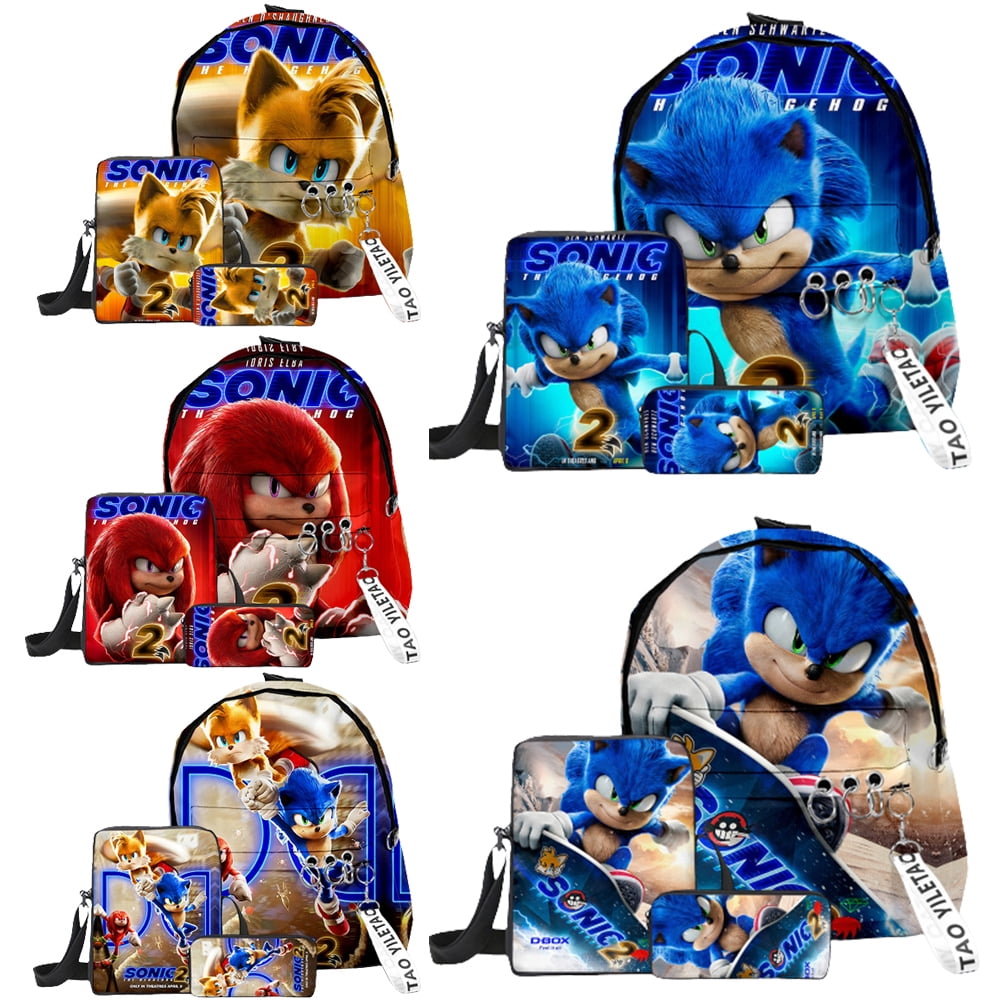 3Piece Backpack Anime Sonic the Hedgehog Backpack School Pen Case, Crossbody Bag Gifts for Kids