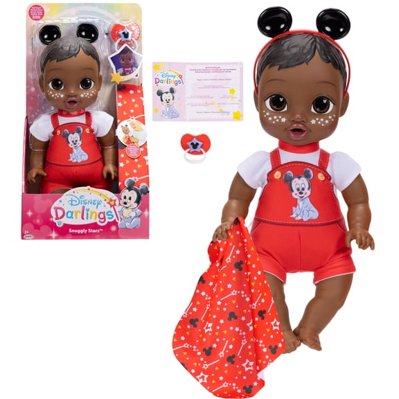 Disney Darlings Snuggly Stars Feature Baby Doll Inspired By Mickey Mouse Black Hair, Brown Eyes