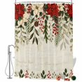 thumbnail image 2 of Christmas Red Poinsettia Shower Curtains for Bathroom, Winter Xmas Flowers Vintage Waterproof Fabric Shower Curtain, Decorative Bathroom Curtain for Bathtub, 72"x84", No Hooks Included, 2 of 9