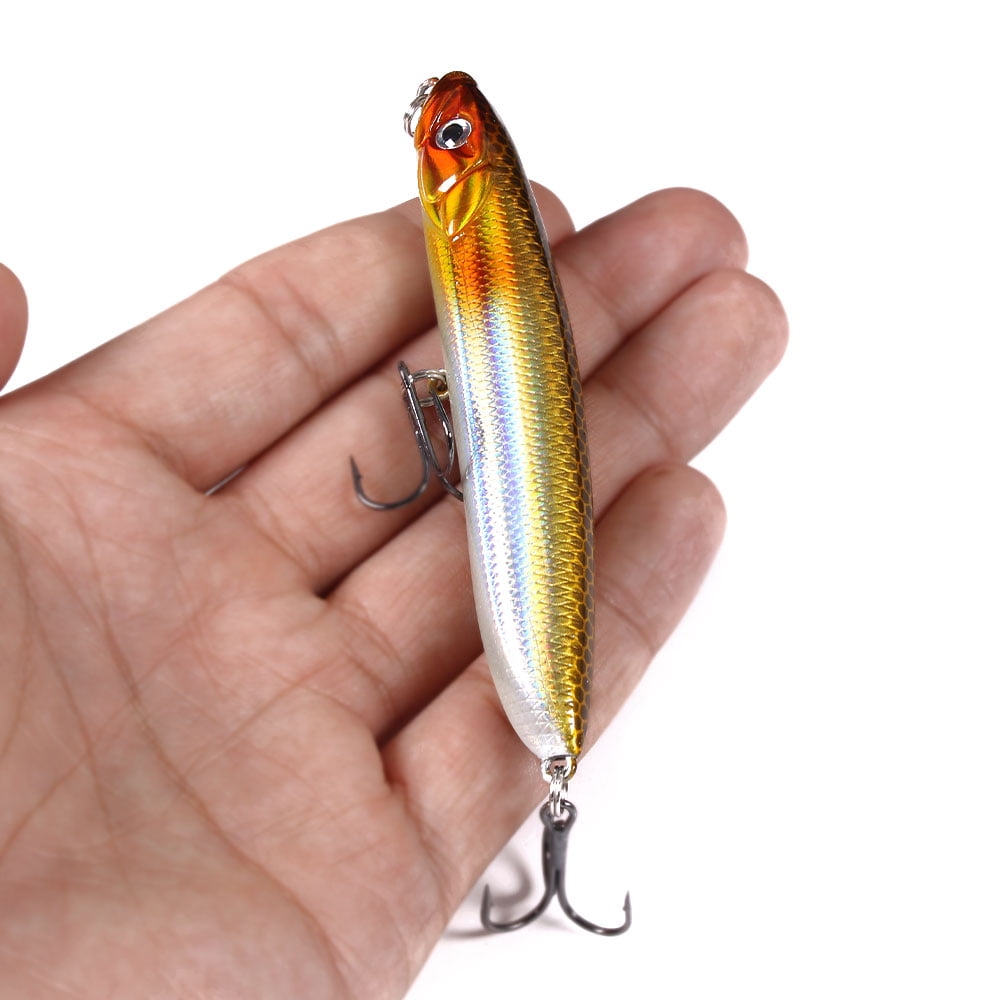 HENGJIA Fishing Lures, Pencil Popper Fishing Lure Long Casting Sinking Hard Bait Topwater Lures for Bass Trout Walleye Redfish Freshwater Saltwater