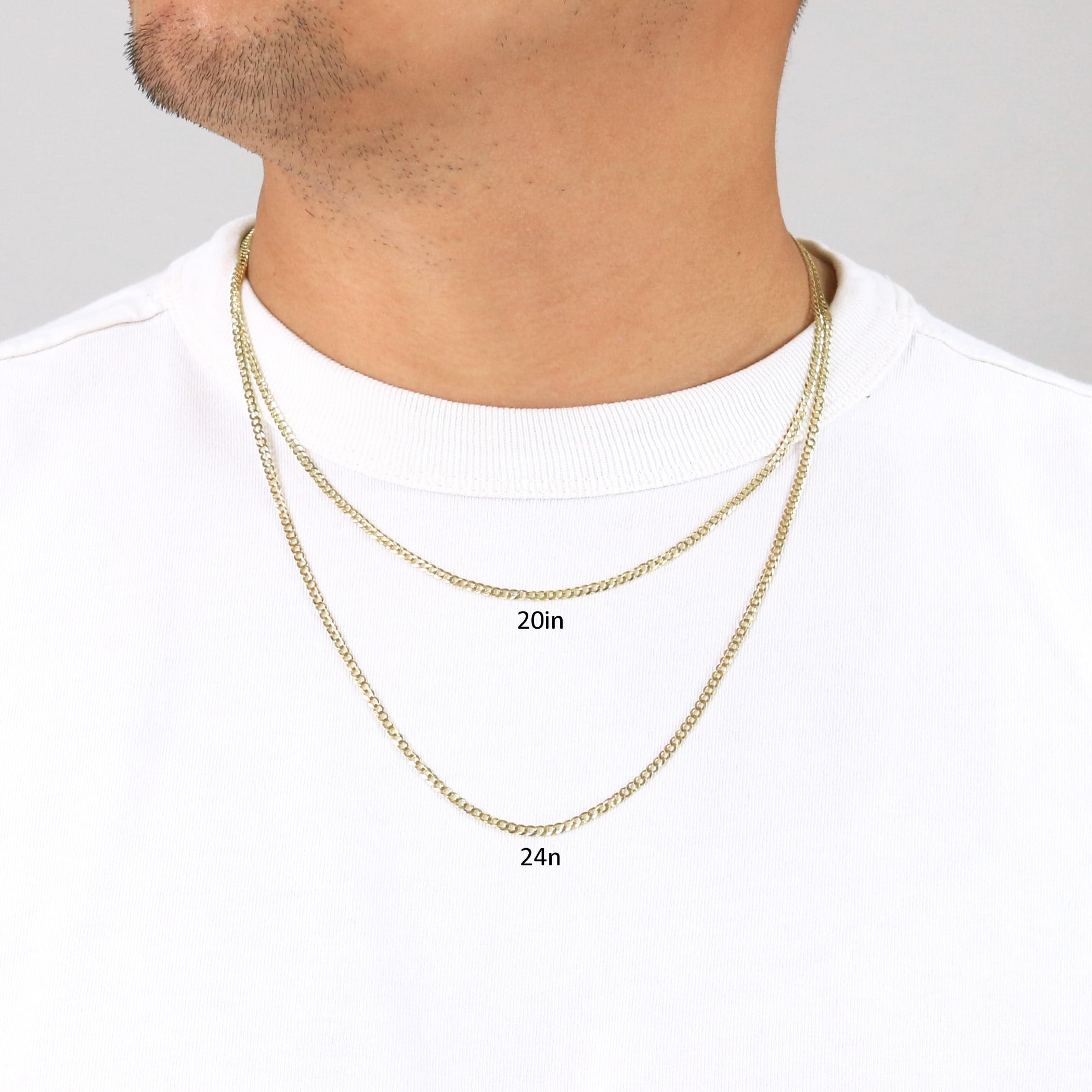 Nuragold 10k Real Yellow Gold Solid Cuban Curb Link 2.5mm Chain Necklace (16"-30") Italian Jewelry for Men & Women