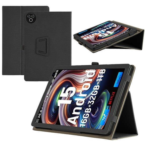 【lihoulai】for Evermyth Tablet 10 Inch Case Evermyth Android 15 Protective Case Premium PU Leather Lightweight and Portable Built-in Stand and Pen Slot Design With Wrist Strap (Black)