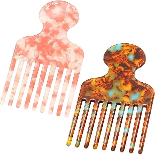 wonim44 2 Pack Afro Pick & Hair Pick Comb - Versatile Styling Tool, Ideal for All Hair Types, Lightweight & Portable, Beautiful Design, Easy to Use