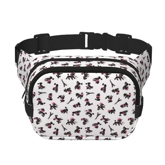 Hirioo Poodle Dog for Double Layer Waist Bag Adjustable Fanny Pack For Travel Running Hiking