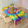 thumbnail image 3 of Colorful Rainbow Tie Dye Spiral Pattern Rectangle Tablecloth 60"x102",Waterproof Polyester Rectangle Table Cloth, Wipeable Spillproof Polyester Tablecloth for Dining, Camping, Indoor and Outdoor, 3 of 4